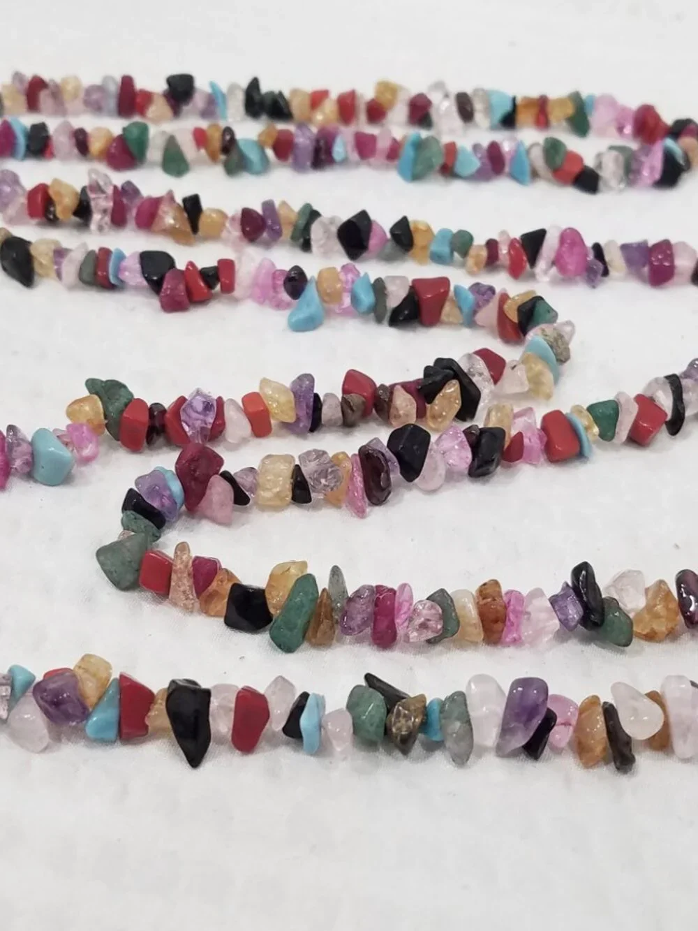 Multicolor Turquoise Onyx Jasper Quartz Gemstone Chip Continuous Loop Necklace